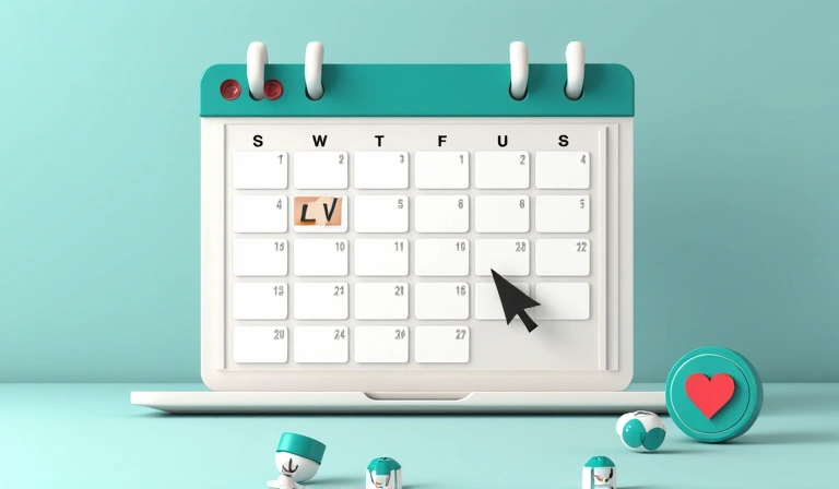 Calendario digital con cursor seleccionando una fecha para reserva